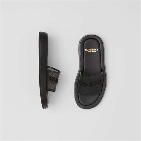 Burberry Embroidered Logo Mesh & Leather Slide 